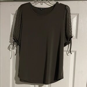 Adrianna Papell Olive Blouse with Textured Sleeves